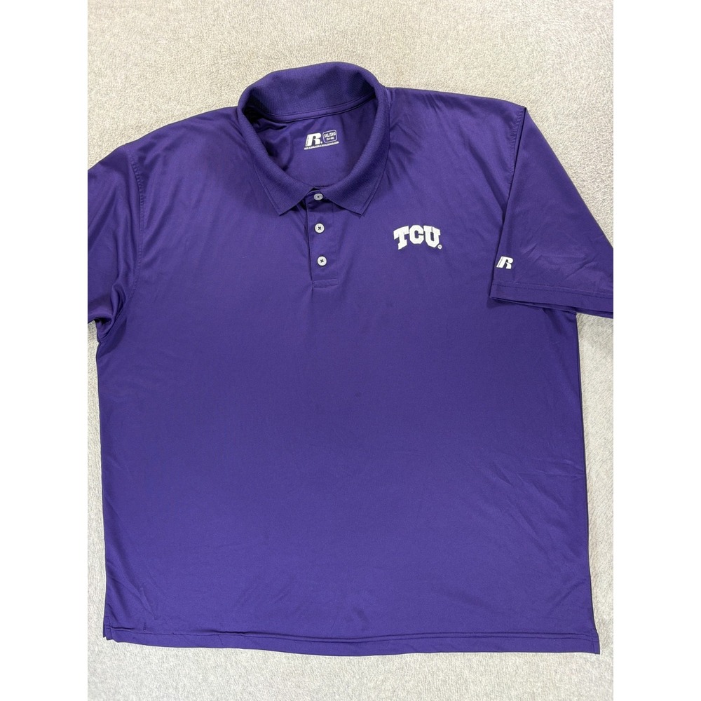 TCU Horned Frogs Stitched Logo S/S Campus Polo Shirt (Men's 3XL) Purple